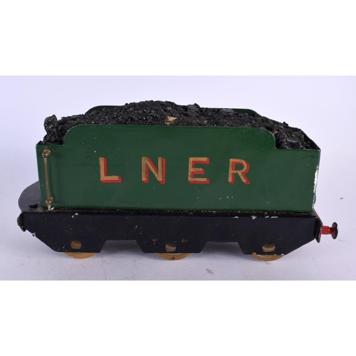 421 - A SCRATCH BUILT LOCOMOTIVE TRAIN AND TENDER Mongrel, No 4697. 56 cm long inc tender. (2)