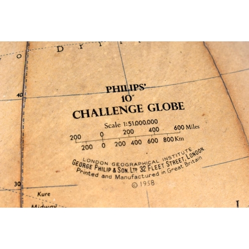 424 - A VINTAGE PHILIPS 10 INCH TERRESTRIAL GLOBE. 33 cm x 22 cm.