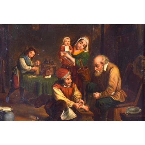 437 - Dutch School (18th Century) Pair, Oil on board, Barber and Apothecary scenes. 42 cm x 34 cm.