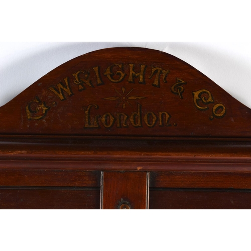 440 - A LOVELY EDWARDIAN WRIGHT & CO MAHOGANY SCORE BOARD. 80 cm x 38 cm.