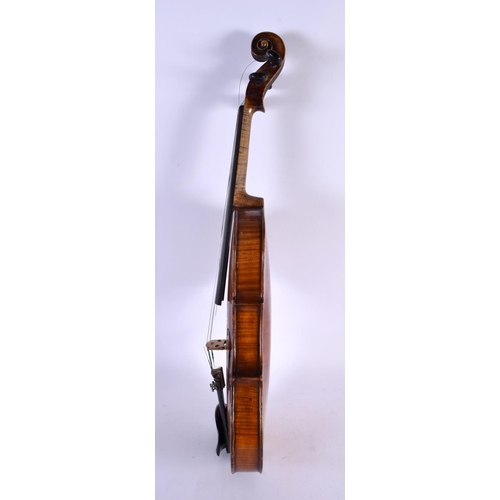 445 - A CASED TWO PIECE BACK VIOLIN. 59 cm long, length of back 35.5 cm.