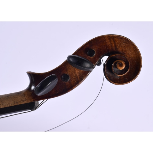 445 - A CASED TWO PIECE BACK VIOLIN. 59 cm long, length of back 35.5 cm.