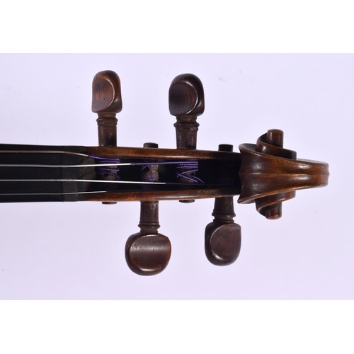 447 - A CASED TWO PIECE BACK VIOLIN WITH BOW by William Kiddie of Kirkcaldy. 58.5 cm long, length of back ... 