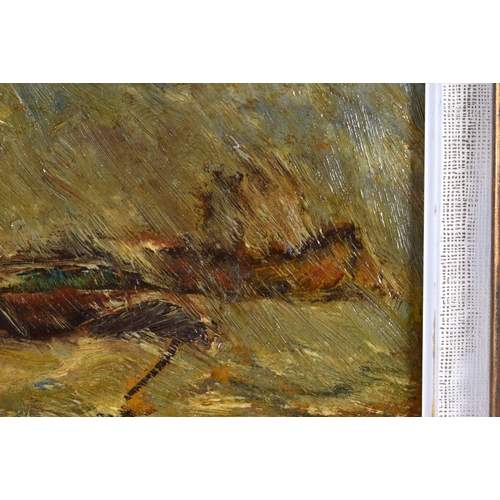 449 - English School (Early 20th Century) Bennets, Oil on card, Impressionist coastal scene. 32 cm x 28 cm... 