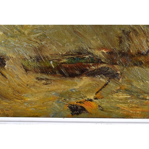 449 - English School (Early 20th Century) Bennets, Oil on card, Impressionist coastal scene. 32 cm x 28 cm... 