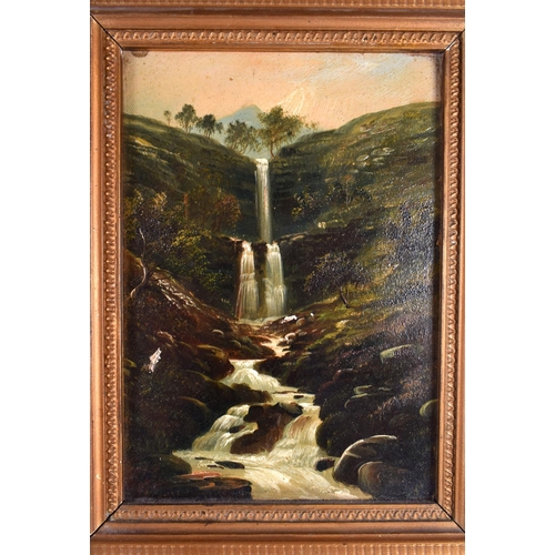 453 - George Willis Pryce (19th Century) Pair, Oil on board, Waterfalls. 38 cm x 28 cm.