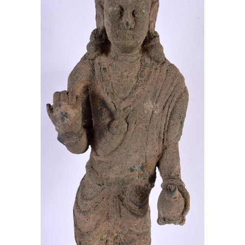 456 - A LARGE SOUTH EAST ASIAN BRONZE FIGURE OF A STANDING BUDDHA modelled upon a lotus type base. 42 cm h... 