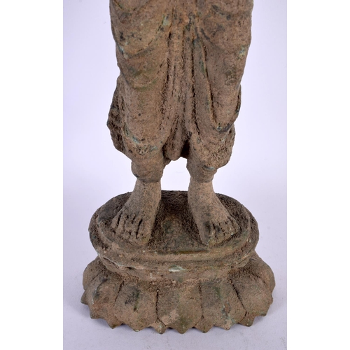 456 - A LARGE SOUTH EAST ASIAN BRONZE FIGURE OF A STANDING BUDDHA modelled upon a lotus type base. 42 cm h... 