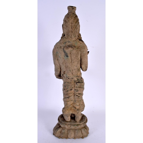 456 - A LARGE SOUTH EAST ASIAN BRONZE FIGURE OF A STANDING BUDDHA modelled upon a lotus type base. 42 cm h... 