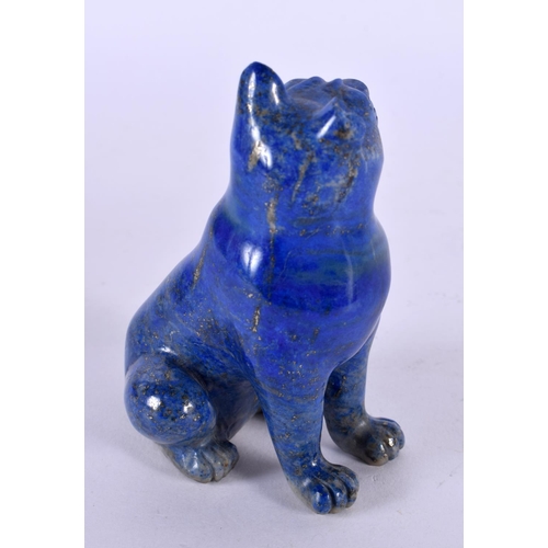 495 - AN EARLY 20TH CENTURY CHINESE CARVED LAPIS LAZULI FIGURE OF A WOLF Late Qing/Republic. 10 cm x 5 cm.