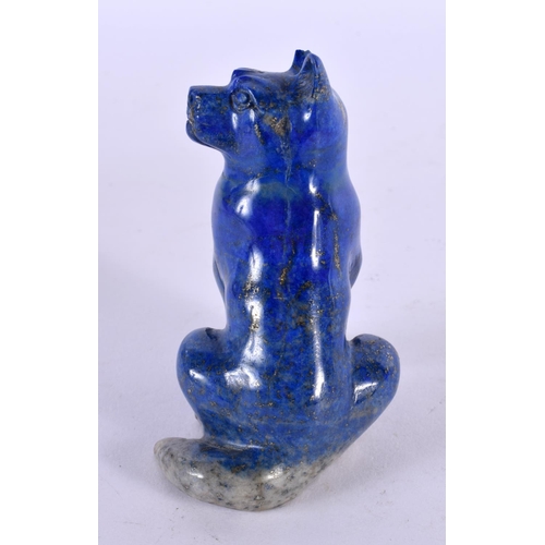 495 - AN EARLY 20TH CENTURY CHINESE CARVED LAPIS LAZULI FIGURE OF A WOLF Late Qing/Republic. 10 cm x 5 cm.