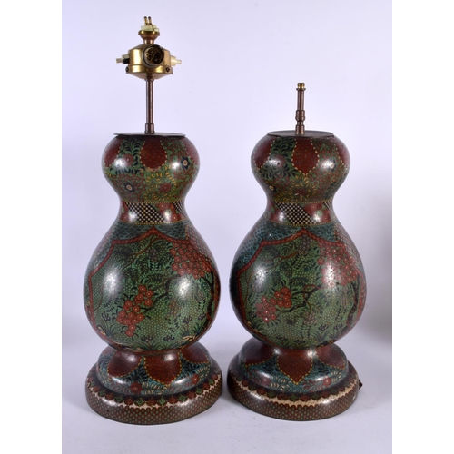 506 - A LARGE PAIR OF 19TH CENTURY JAPANESE MEIJI PERIOD COUNTRY HOUSE LAMPS depicting figures in landscap... 