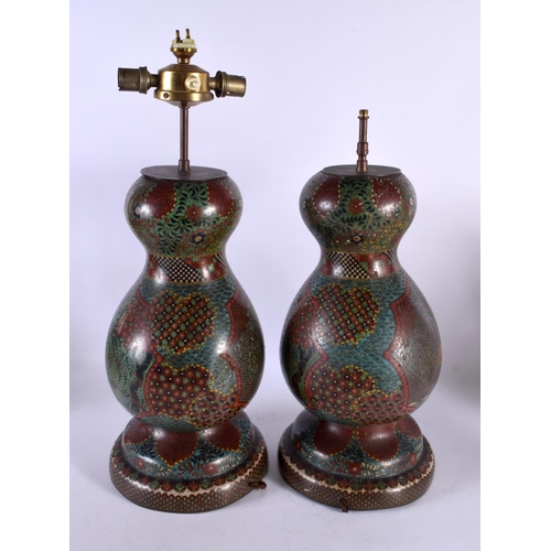 506 - A LARGE PAIR OF 19TH CENTURY JAPANESE MEIJI PERIOD COUNTRY HOUSE LAMPS depicting figures in landscap... 