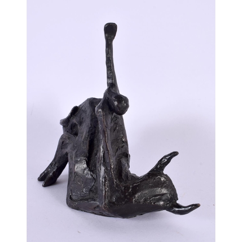 516 - European School (C1950) Bronze, Stylised figure upon a bull. 11 cm x 9 cm.