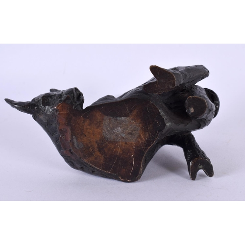 516 - European School (C1950) Bronze, Stylised figure upon a bull. 11 cm x 9 cm.