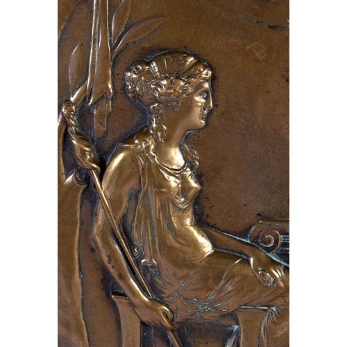 523 - A LARGE 19TH CENTURY FRENCH BRONZE PEDESTAL TAZZA by J Richard 1872, depicting classical figures in ... 