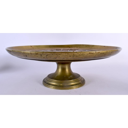 523 - A LARGE 19TH CENTURY FRENCH BRONZE PEDESTAL TAZZA by J Richard 1872, depicting classical figures in ... 