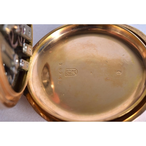 574 - AN BOXED 18CT GOLD CASED MONOPHASE POCKET WATCH.  Dial 5.1cm, working