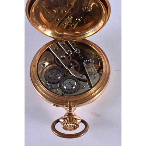 574 - AN BOXED 18CT GOLD CASED MONOPHASE POCKET WATCH.  Dial 5.1cm, working