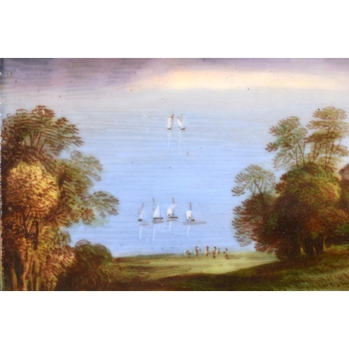 577 - Mid 19th c. English porcelain plaque, probably Davenport painted with a titled scene of 'Windermere ... 