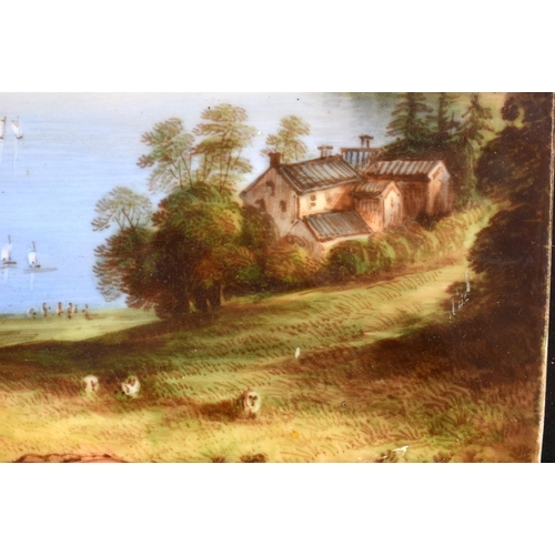 577 - Mid 19th c. English porcelain plaque, probably Davenport painted with a titled scene of 'Windermere ... 