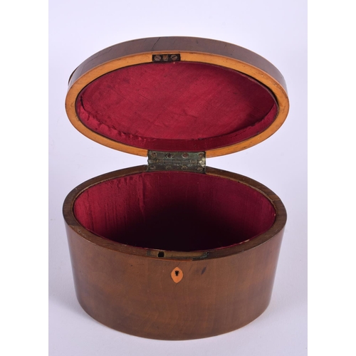 595 - AN ANTIQUE MAHOGANY SHELL TEA CADDY. 15 cm x 12 cm.