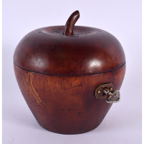 598 - A CONTEMPORARY TREEN APPLE TEA CADDY. 11 cm x 11 cm.