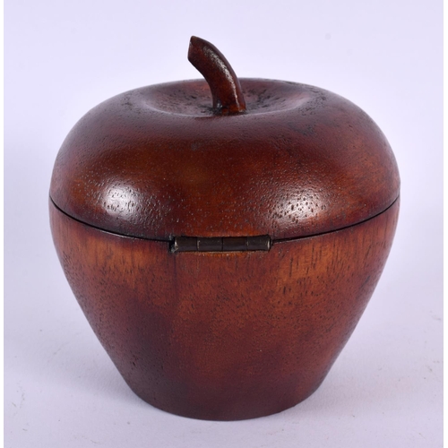 598 - A CONTEMPORARY TREEN APPLE TEA CADDY. 11 cm x 11 cm.