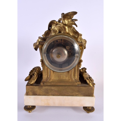 600 - A LARGE 19TH CENTURY FRENCH GILT BRONZE AND SEVRES PORCELAIN MANTEL CLOCK painted with flowers. 30 c... 