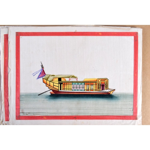 616 - Chinese School (19th Century) Album of watercolours, Boats. 30 cm x 20 cm. (10)