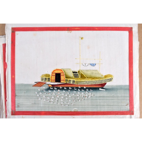 616 - Chinese School (19th Century) Album of watercolours, Boats. 30 cm x 20 cm. (10)