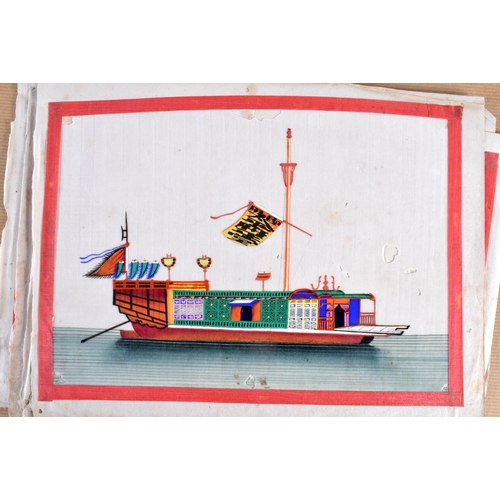 616 - Chinese School (19th Century) Album of watercolours, Boats. 30 cm x 20 cm. (10)