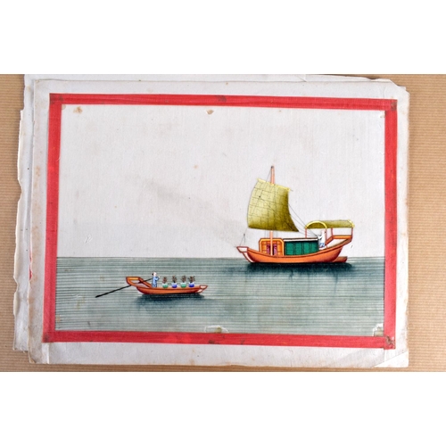 616 - Chinese School (19th Century) Album of watercolours, Boats. 30 cm x 20 cm. (10)