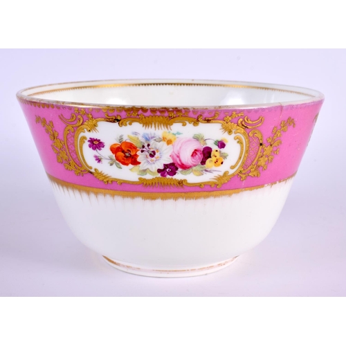 62 - A 19TH CENTURY ENGLISH PORCELAIN PINK GROUND DESSERT SERVICE painted with flowers and vines. Largest... 