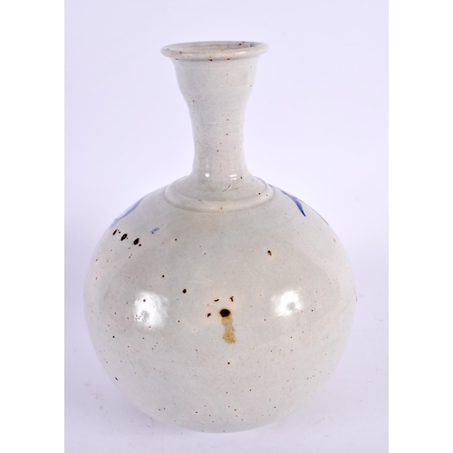 620 - A KOREAN CHOSUN PERIOD BLUE AND WHITE VASE painted with sprigs. 19 cm x 11 cm.