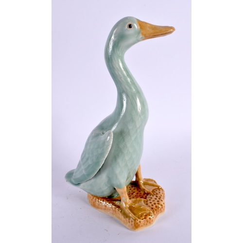 648 - AN EARLY 20TH CENTURY CHINESE CELADON FIGURE OF A DUCK Late Qing/Republic. 21 cm high.