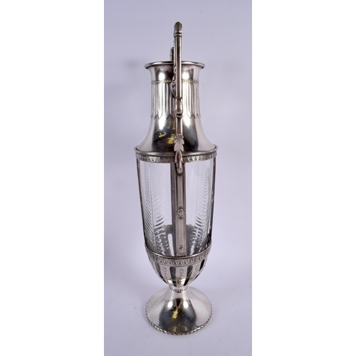 658 - A SECCIONIST MOVEMENT TWIN HANDLED SILVER PLATED TROPHY probably WMF. 42 cm x 14 cm.