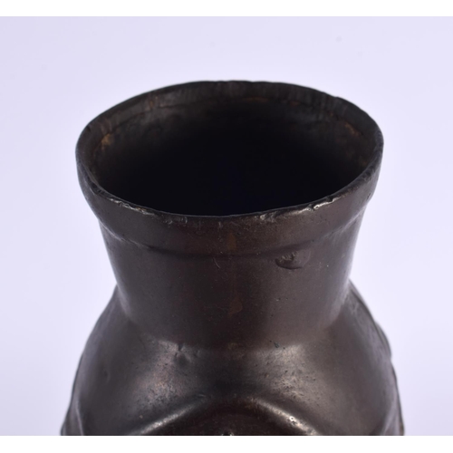 660 - AN ANTIQUE COPPER TIBETAN CENSER AND COVER together with a large bronze vase. Largest 32 cm x 10 cm.... 