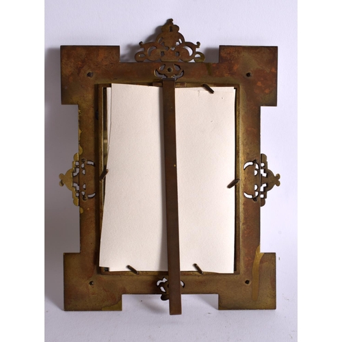 678 - A 19TH CENTURY FRENCH CHAMPLEVE ENAMEL PHOTOGRAPH FRAME decorated with foliage. 24 cm x 16 cm.