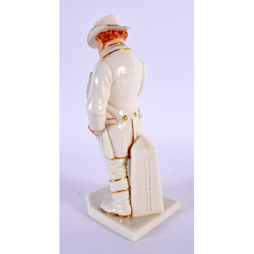 692 - AN ANTIQUE ROYAL WORCESTER PORCELAIN FIGURE OF A MALE. 17 cm high.