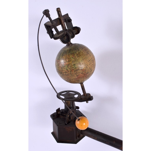 696 - AN UNUSUAL 19TH CENTURY FRENCH J L & CIE CAST IRON SPINNING GLOBE INSTRUMENT upon a stepped base. 52... 