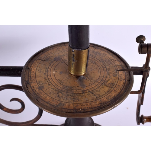 696 - AN UNUSUAL 19TH CENTURY FRENCH J L & CIE CAST IRON SPINNING GLOBE INSTRUMENT upon a stepped base. 52... 