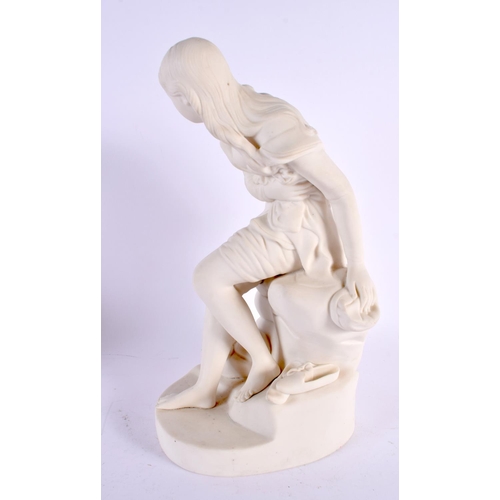 697 - AN ANTIQUE PARIAN WARE FIGURE OF A FEMALE. 30 cm high.