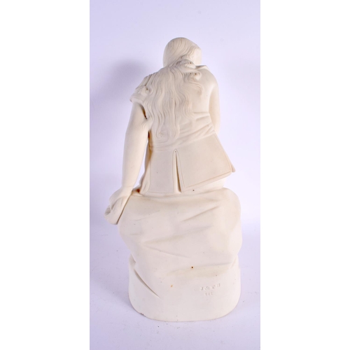 697 - AN ANTIQUE PARIAN WARE FIGURE OF A FEMALE. 30 cm high.