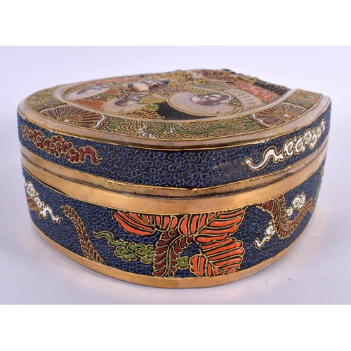 701 - A LATE 19TH CENTURY JAPANESE MEIJI PERIOD SATSUMA BOX AND COVER painted with buddhas. 15 cm x 15 cm.