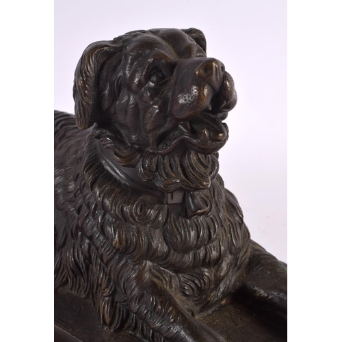 703 - European School (19th Century) Bronze, Seated hound. 26 cm x 18 cm.