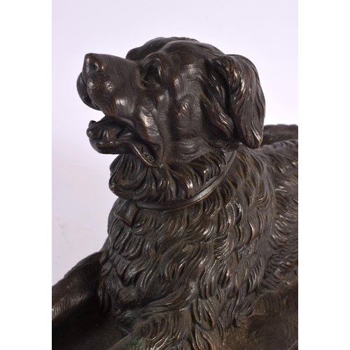 703 - European School (19th Century) Bronze, Seated hound. 26 cm x 18 cm.