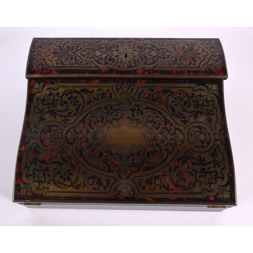 716 - A MID 19TH CENTURY FRENCH BOULLE TORTOISESHELL DESK STAND decorated with foliage. 28 cm x 25 cm.