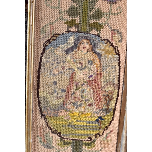 720 - A RARE 19TH CENTURY EUROPEAN COUNTRY HOUSE BERLIN WOOLWORK MIRROR depicting figures and animals with... 