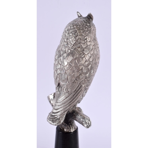 738 - A LOVELY 1980S ENGLISH SILVER FIGURE OF AN OWL. London 1985. 423 grams overall. 22 cm high.